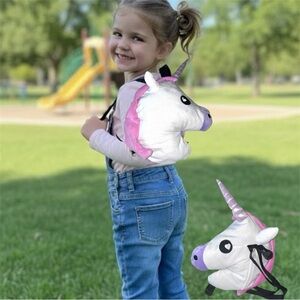 Emojination Unicorn plush backpack bag purse kids girls horse white pink